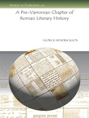 cover image of A Pre-Varronian Chapter of Roman Literary History
